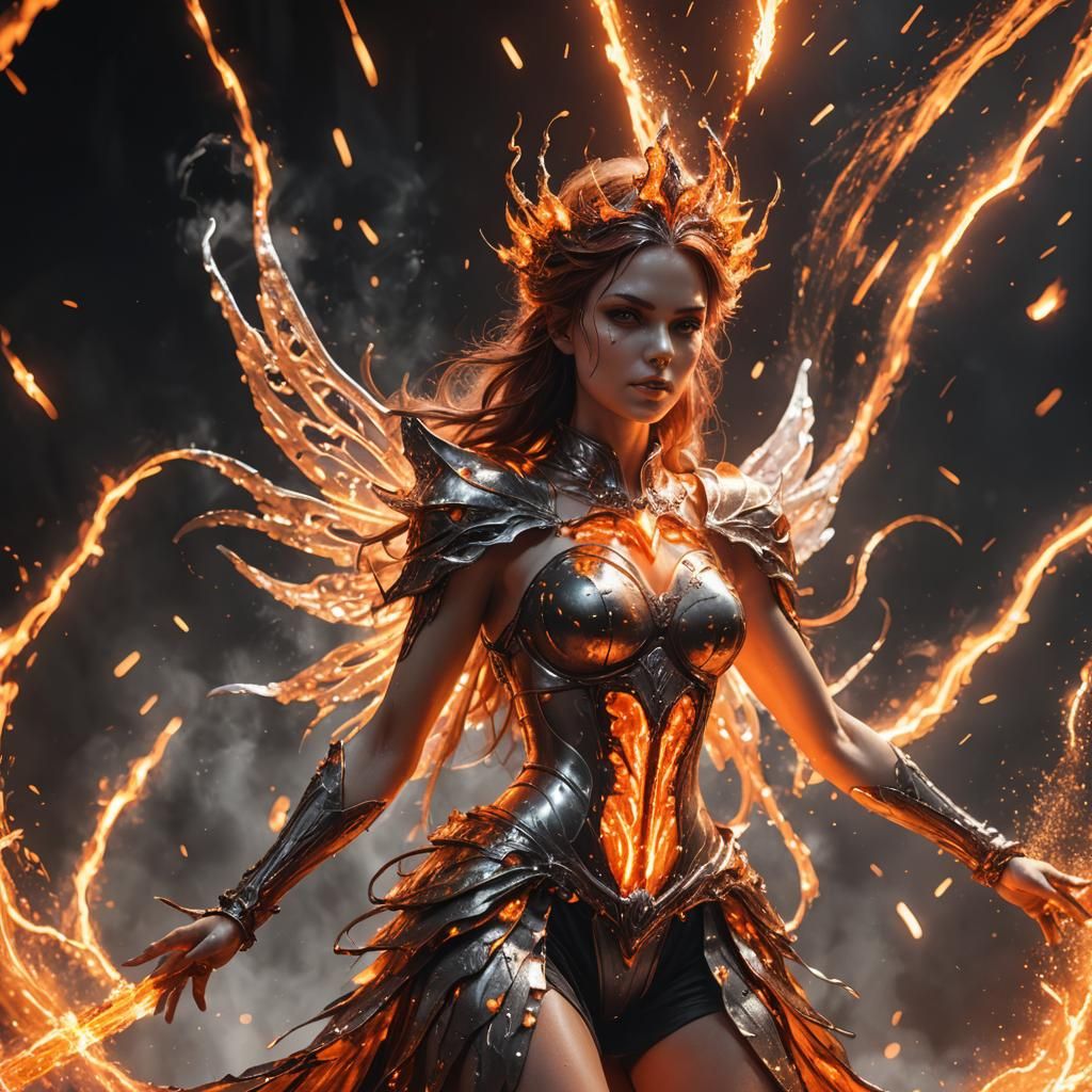 Molten Metal Fairy Princess in Dramatic 3D Rendering