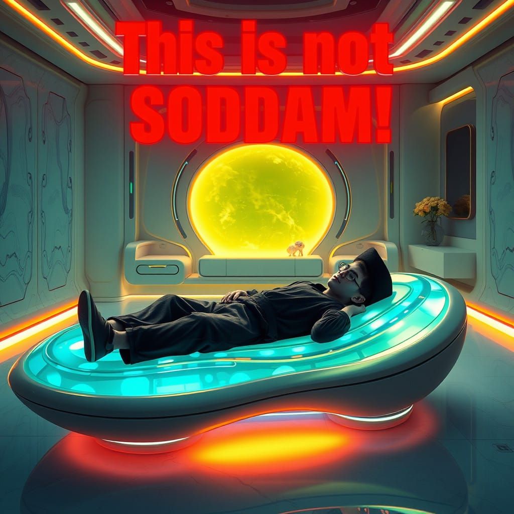 Ethereal Futuristic Bed in a Dreamlike Setting