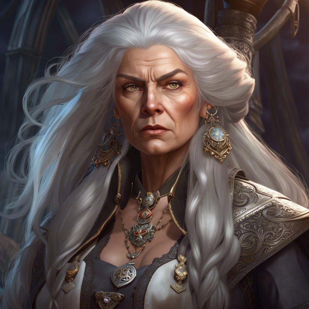 Fierce Cleric Portrait on Fantasy Pirate Ship