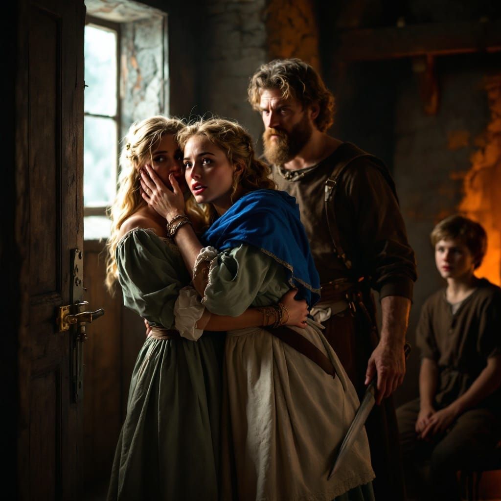 Medieval Family in Shock and Disbelief