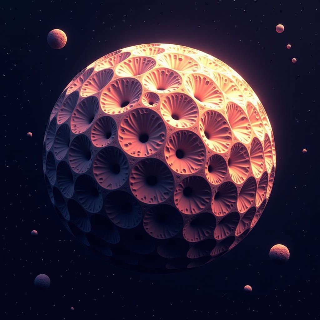 Surreal Cosmic World with Intricately Detailed, Puckered Cra...