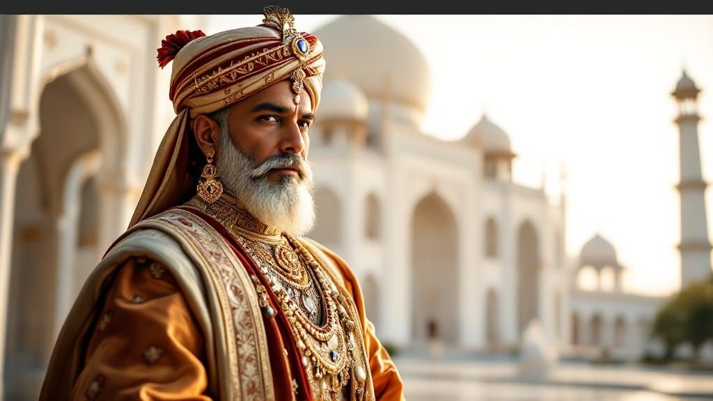 Maharaja in Front of Taj-Mahal Inspired Palace