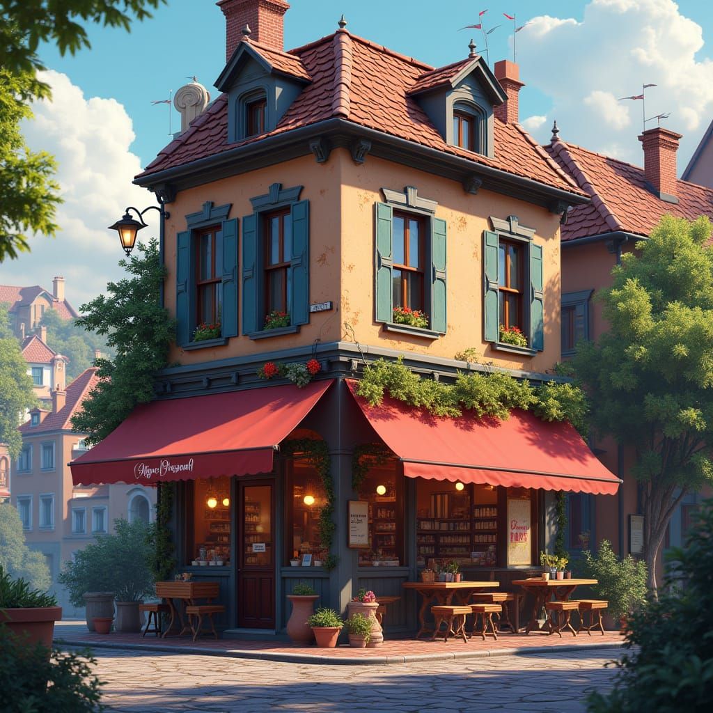 Fantastical Pizzeria Cafe in a Small Town Corner
