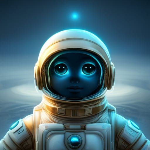 Golden Quantum Astronaut in Bioluminescent Garden