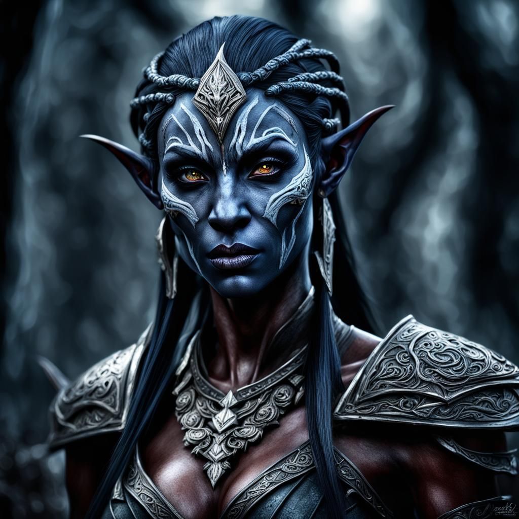 Hyperrealistic Dark Elf Beauty and Power