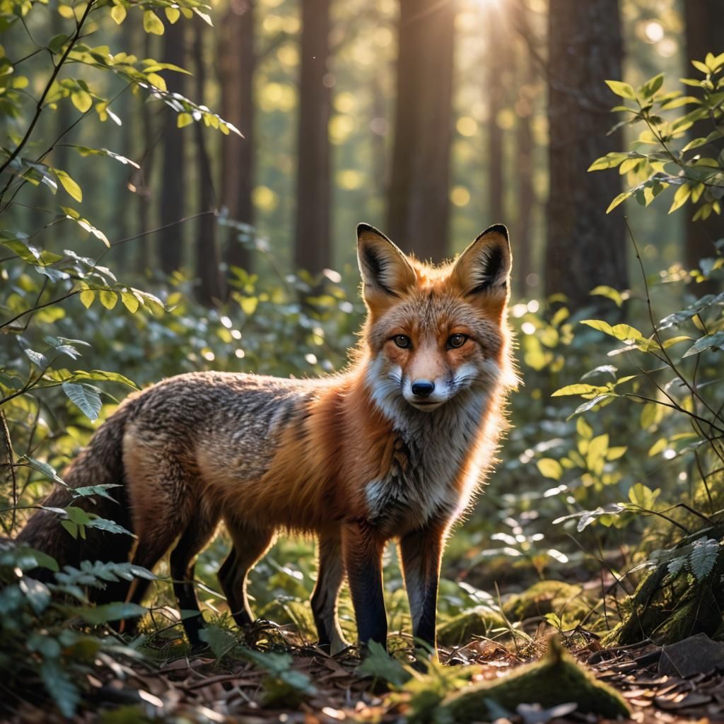 Fox in Forest: Natural Light Photography
