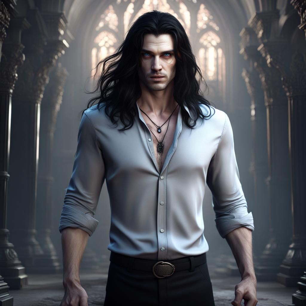 Detailed Portrait of a Vampire in Fantasy Concept Art