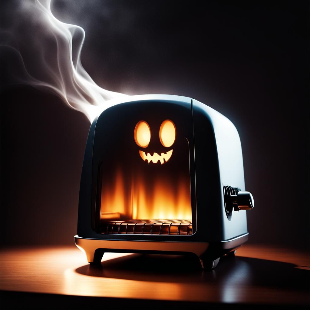 Ghost Emerges From Toaster with Dramatic Lighting