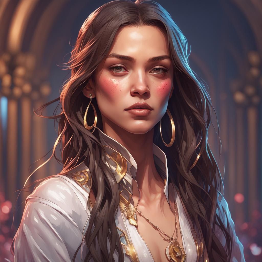 Olivia Rodrigo Portrait by Rutkowski, Artgerm, and Mucha