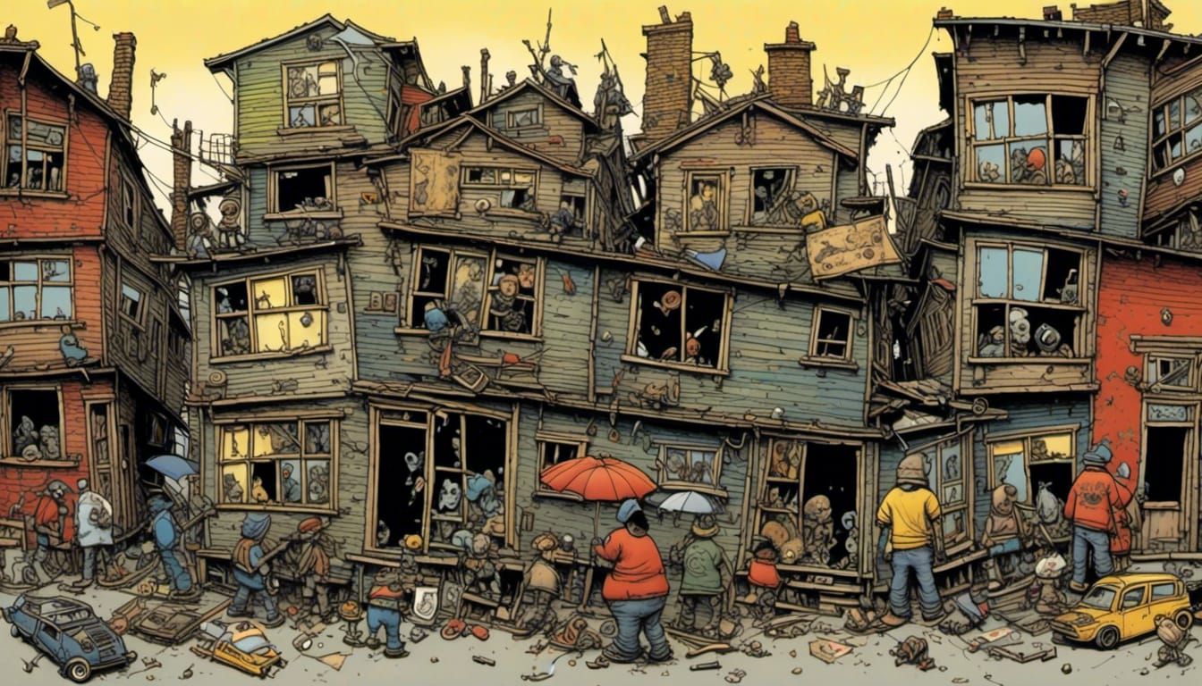 Epic Slum Masterpiece Inspired by Feel Good Inc