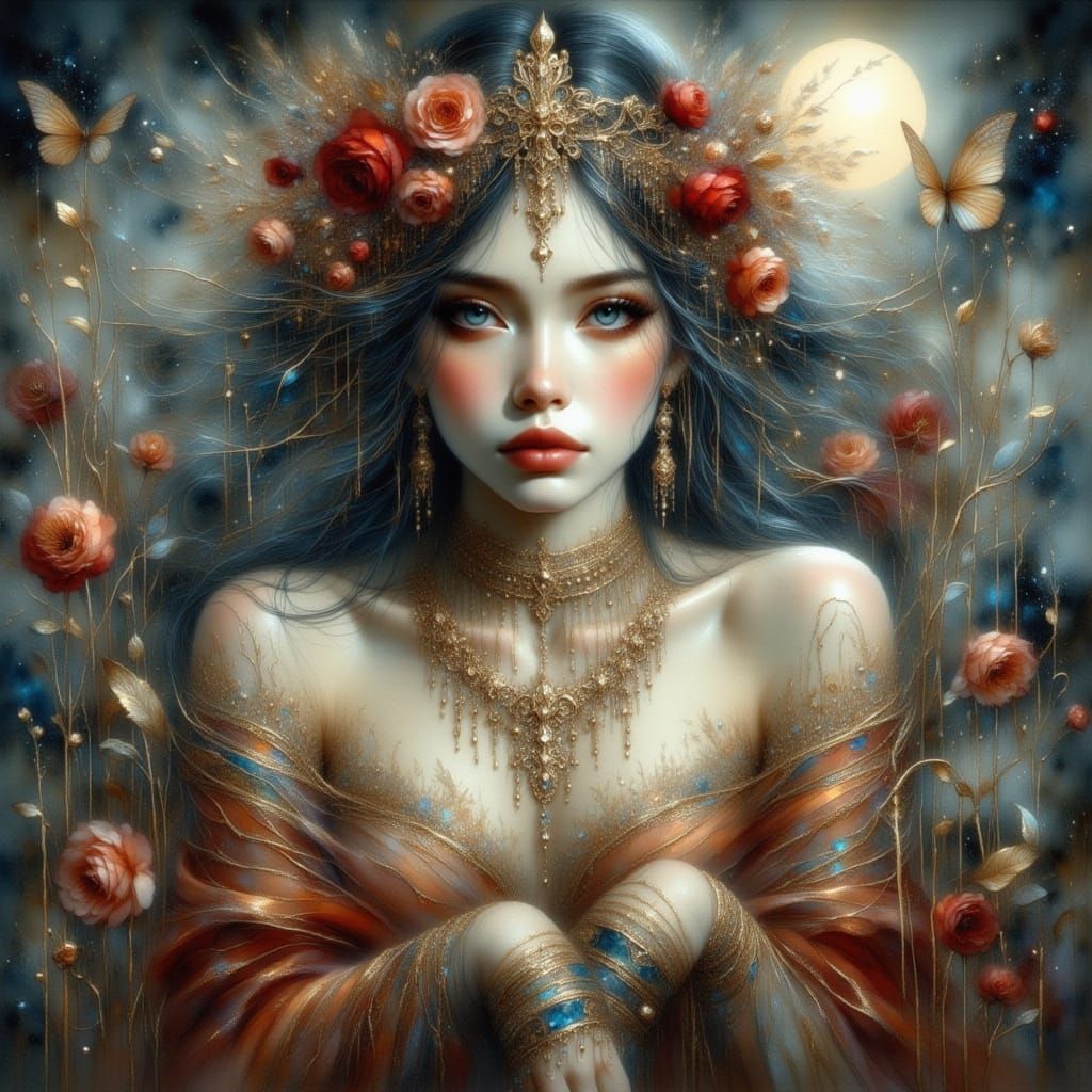 Enchanting Princess Portrait in Dark Fantasy Style