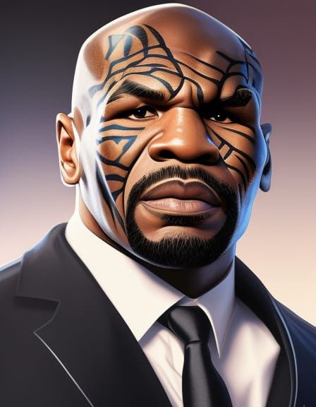 Hyperdetailed Portrait of Mike Tyson as Splash Art