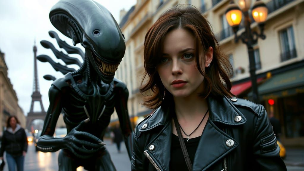 Ripley Faces the Alien on Parisian Streets