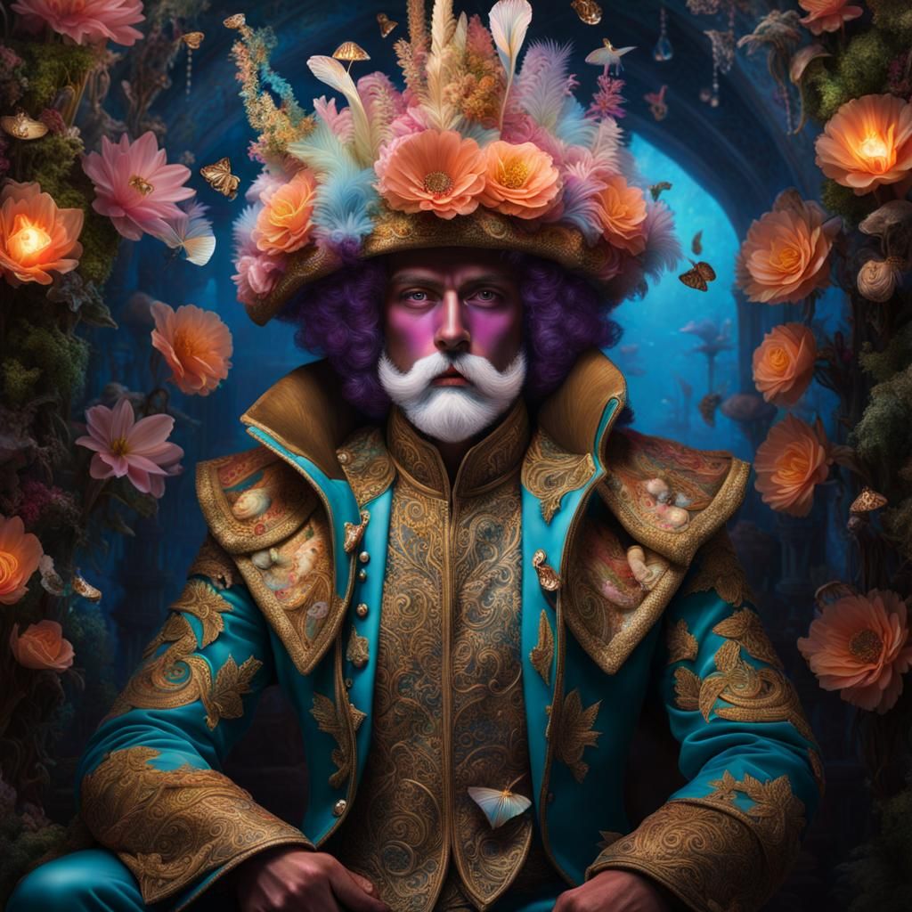 Bioluminescent Fantasy Man in Fairy House