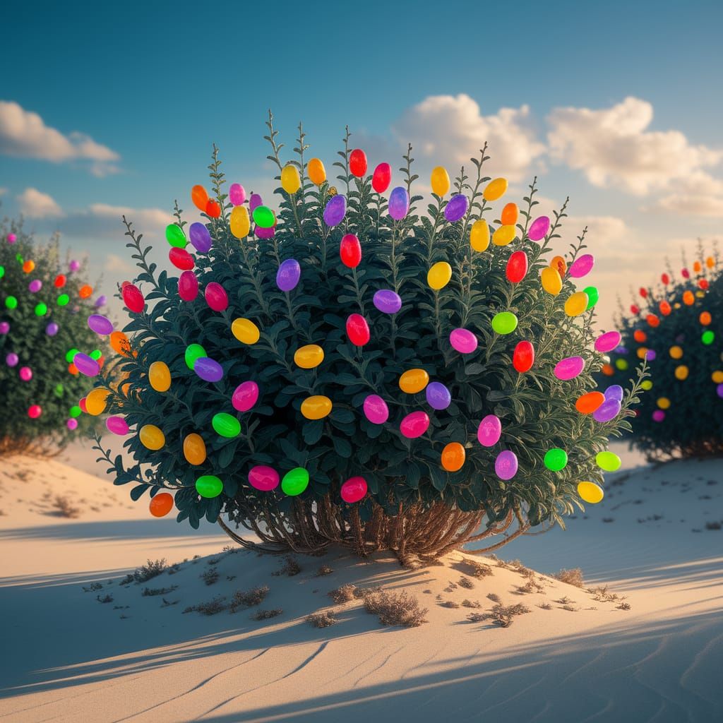 Vibrant Jelly Bean Bush in Morning Sunlight