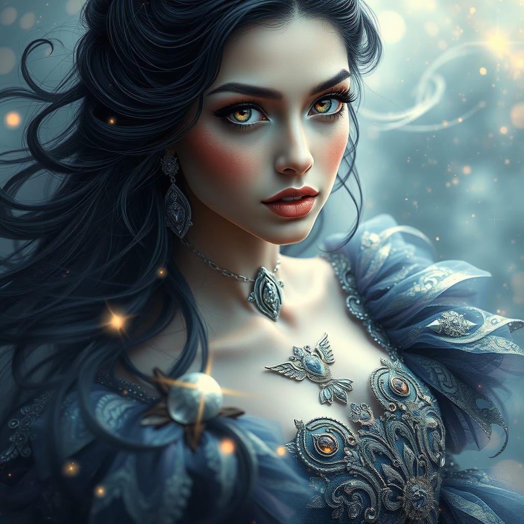 Ethereal Goddess in Cosmic Ball Gown, Radiant with Stardust....