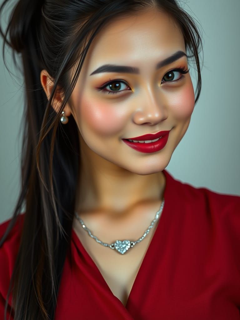 Sultry Asian Beauty in Jewel-Toned Elegance