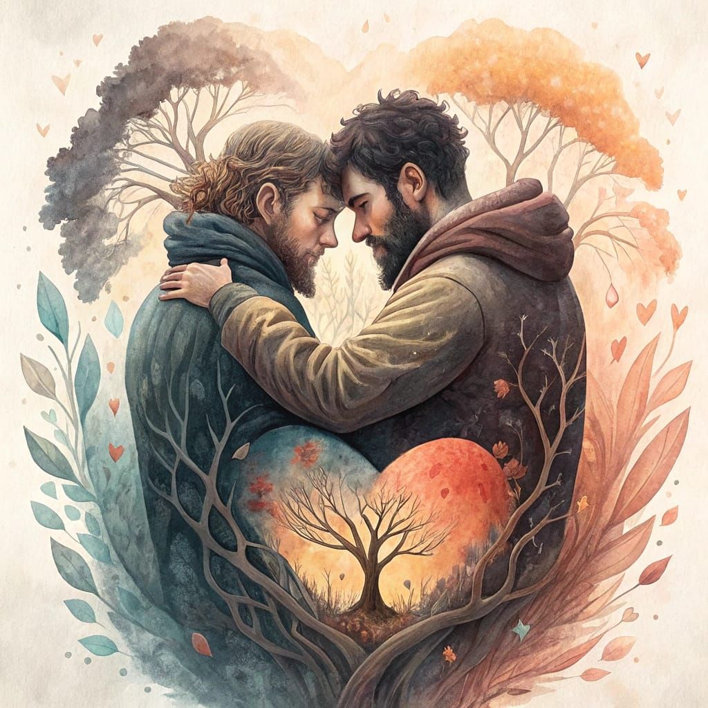 A Heartfelt Bond of Unwavering Loyalty in Impasto Watercolor