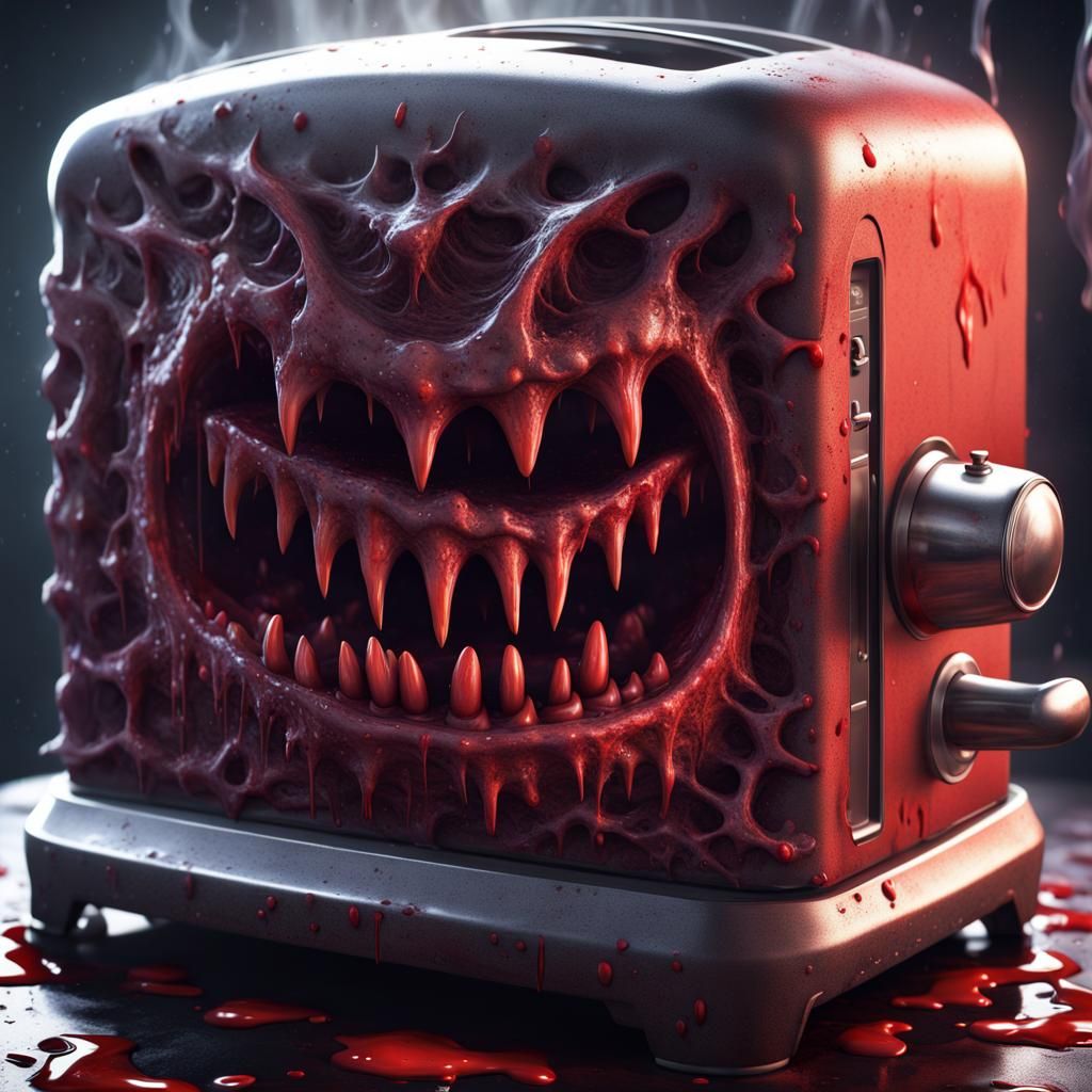 Demonic Toaster: Sinister Kitchen Appliance in Ultra Detail
