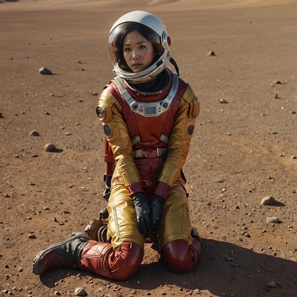 Tired Astronaut on Barren Alien Planet