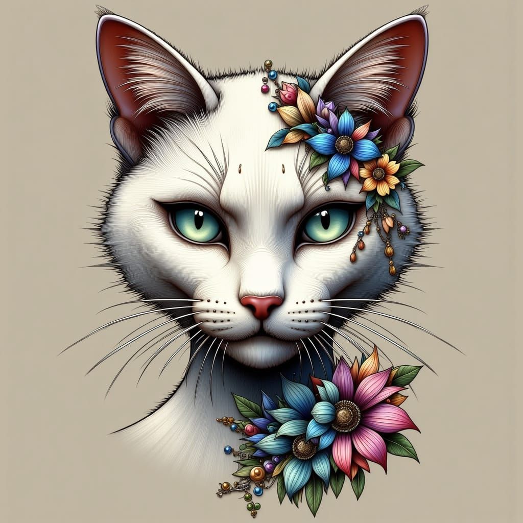 Art Nouveau Punk Diva Cat