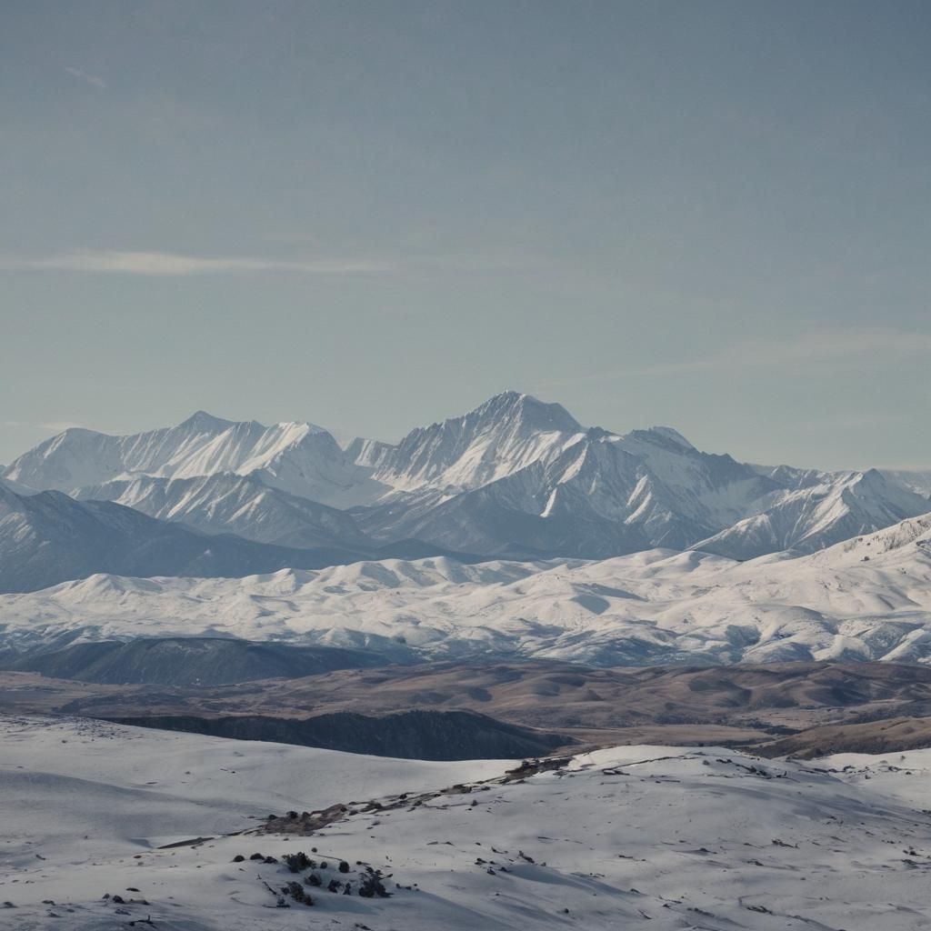 Cinematic Snowy Mountains in the Distance