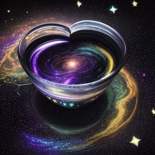 Van Gogh Inspired Galactic View with 3D Glass Hearts