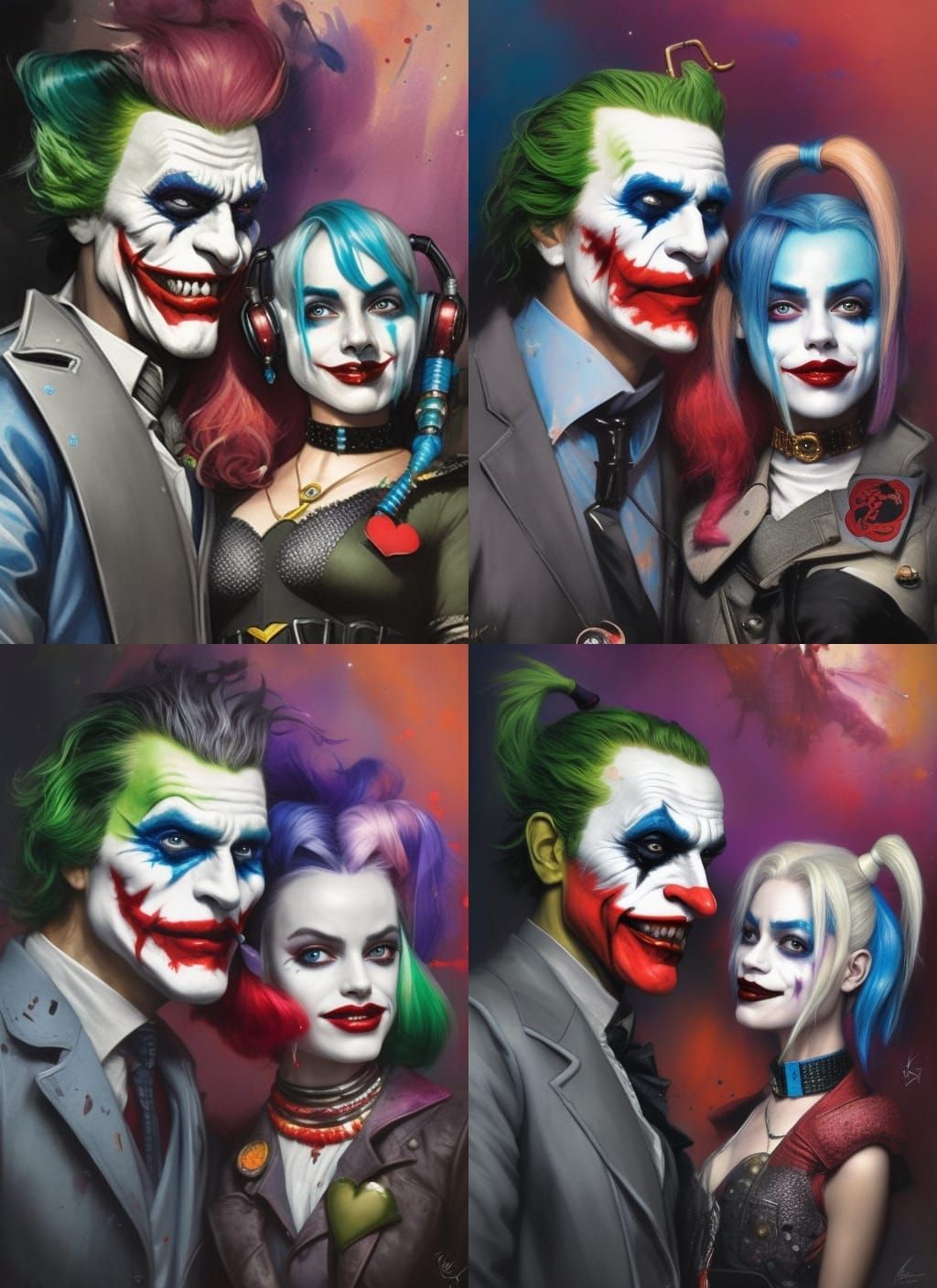 Joker and Harley Quinn Crayon Caricature