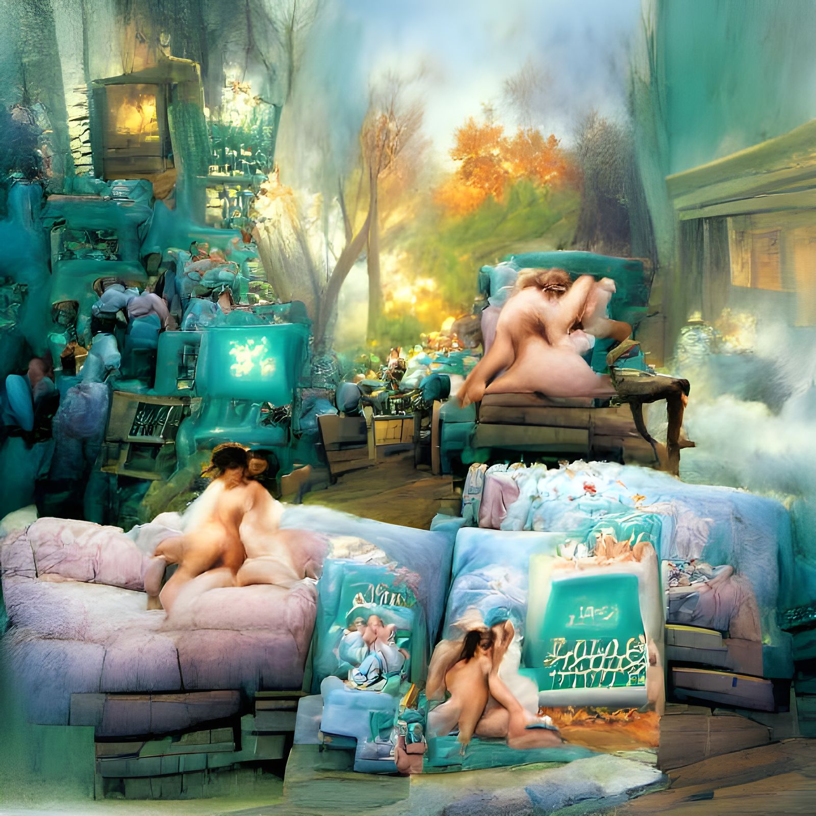 Nudes on artists couch