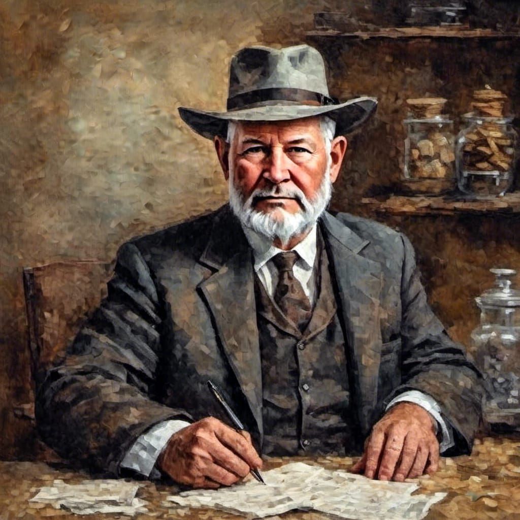 Western Sheriff in Bank Hold Up Portrait