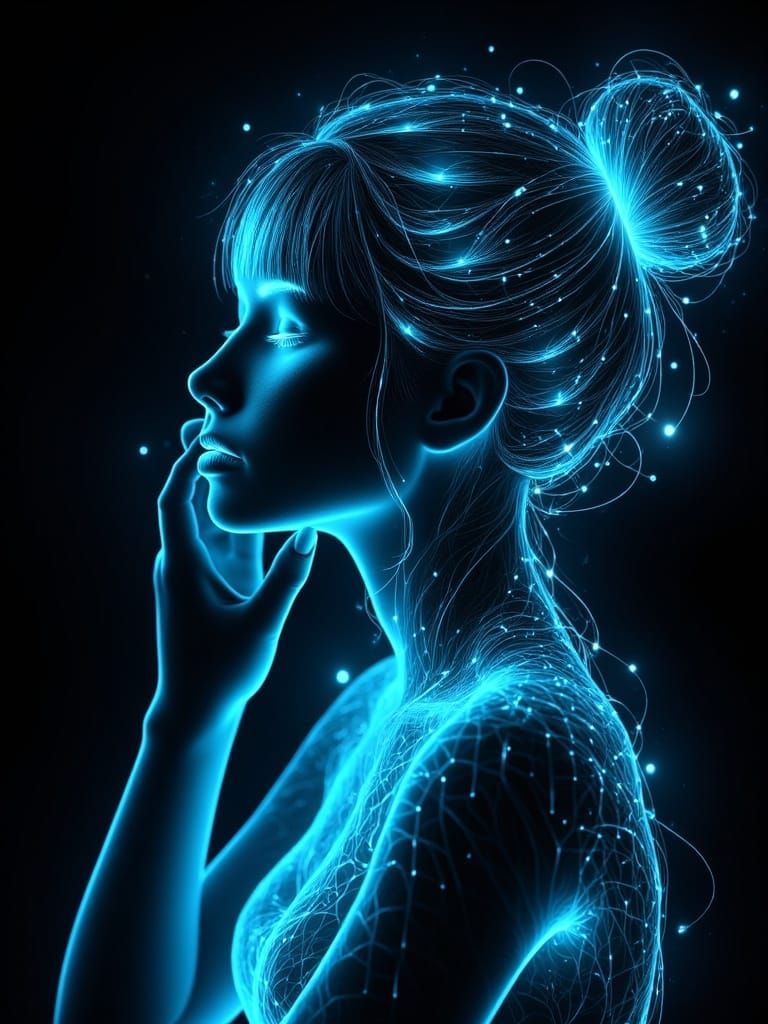 Ethereal Neon Goddess in Cyberpunk Aesthetic