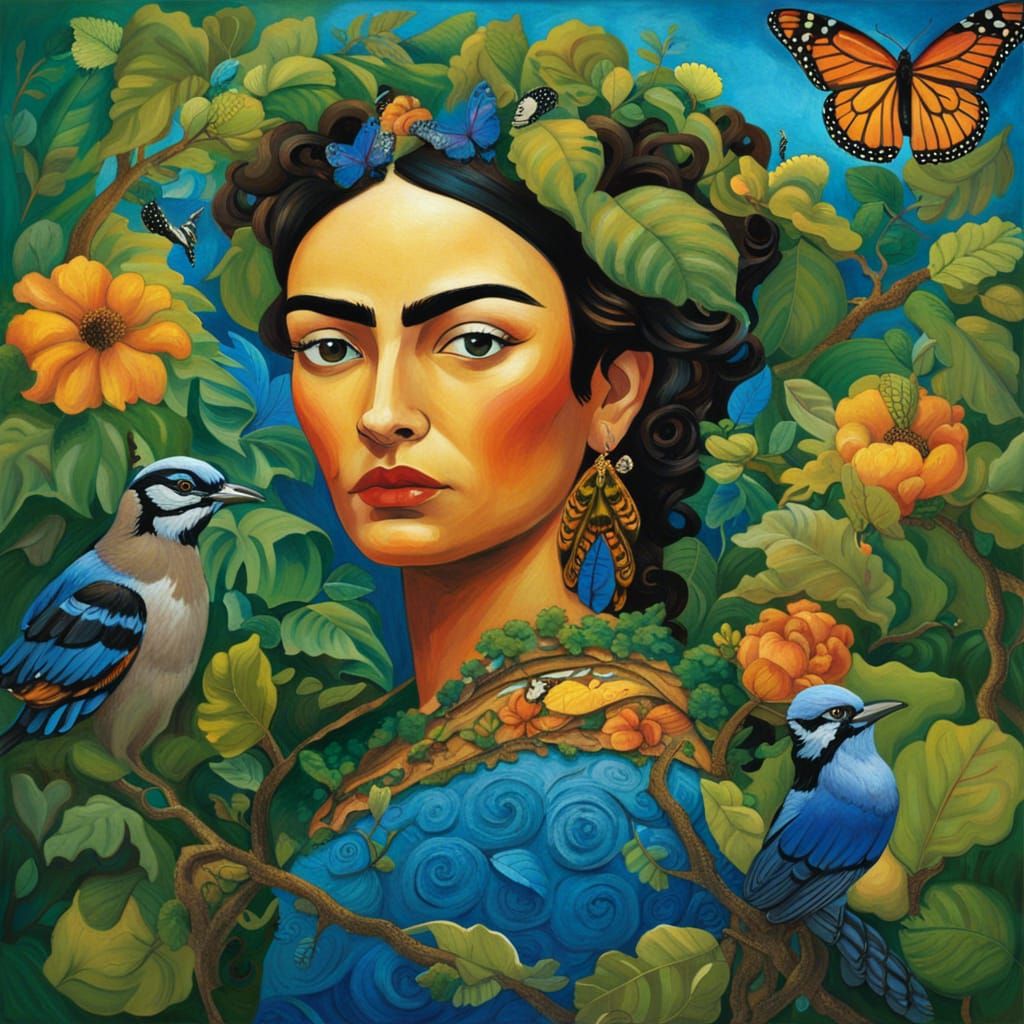 Frida Kahlo (Magic Realism)
self-portrait where the figure i...