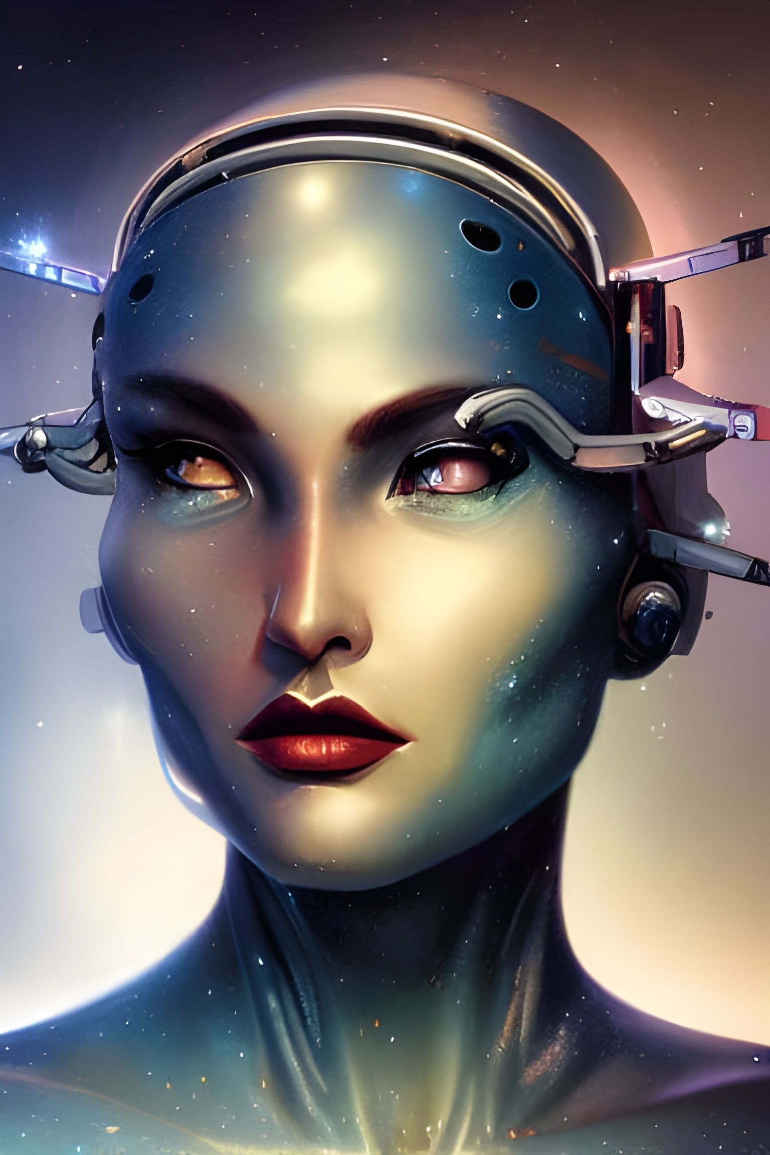 Cosmic Woman: Hyperdetailed Airbrush Portrait