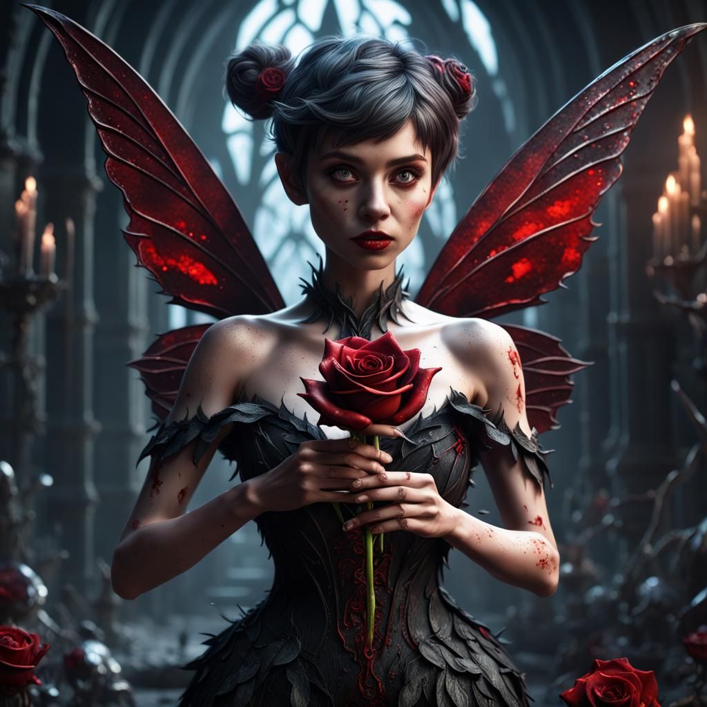 Dystopian Fairy with Black Rose