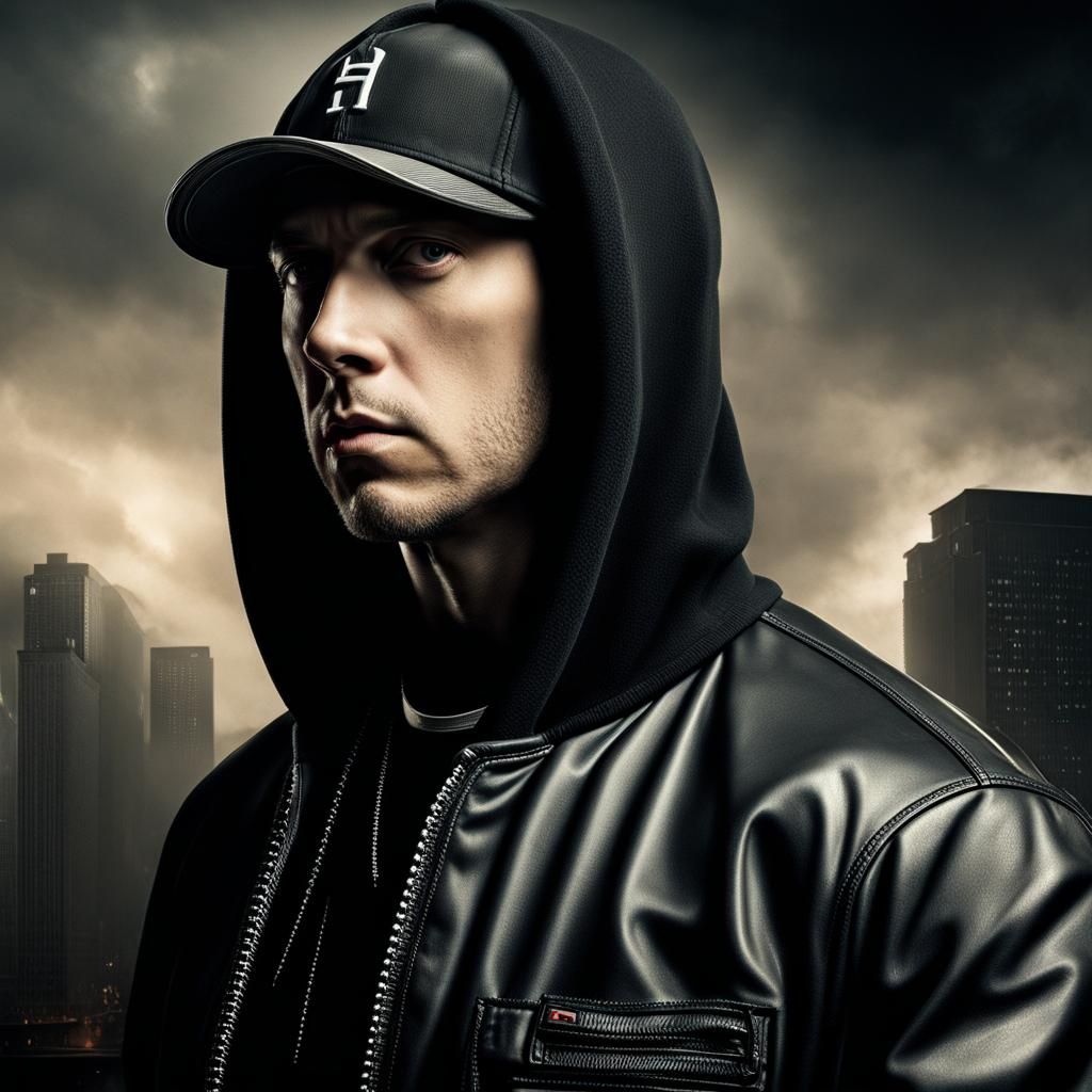 Hyperrealistic Portrait of Eminem in Sharp Focus