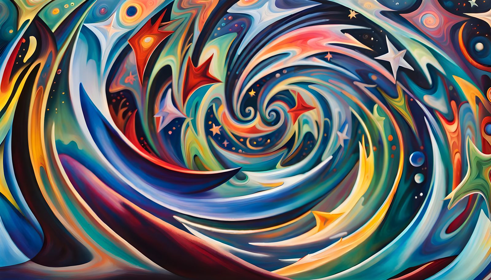 Iridescent Stars Formed from Cosmic Energy in Abstract Style