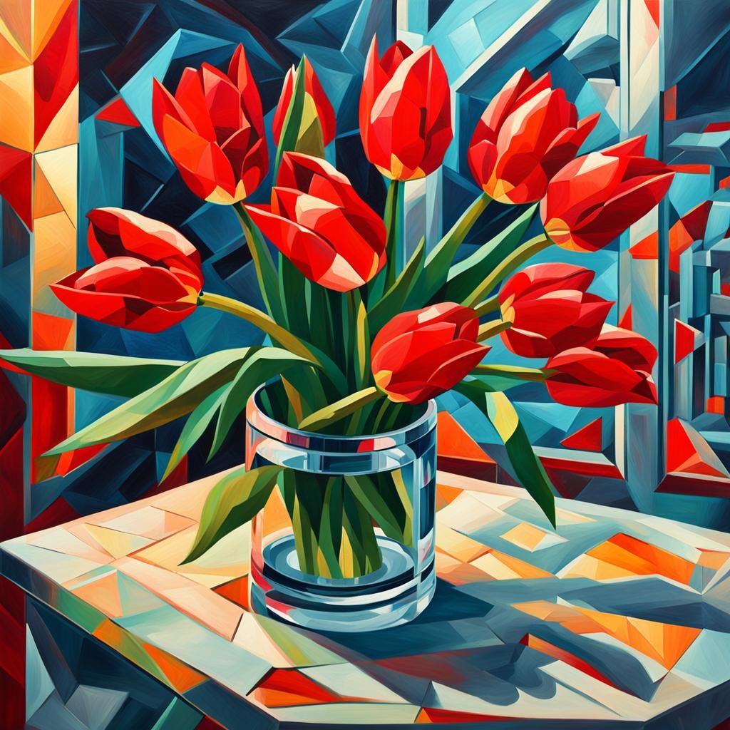 Neo-Cubist Tulips in a Robotic Brain Chamber