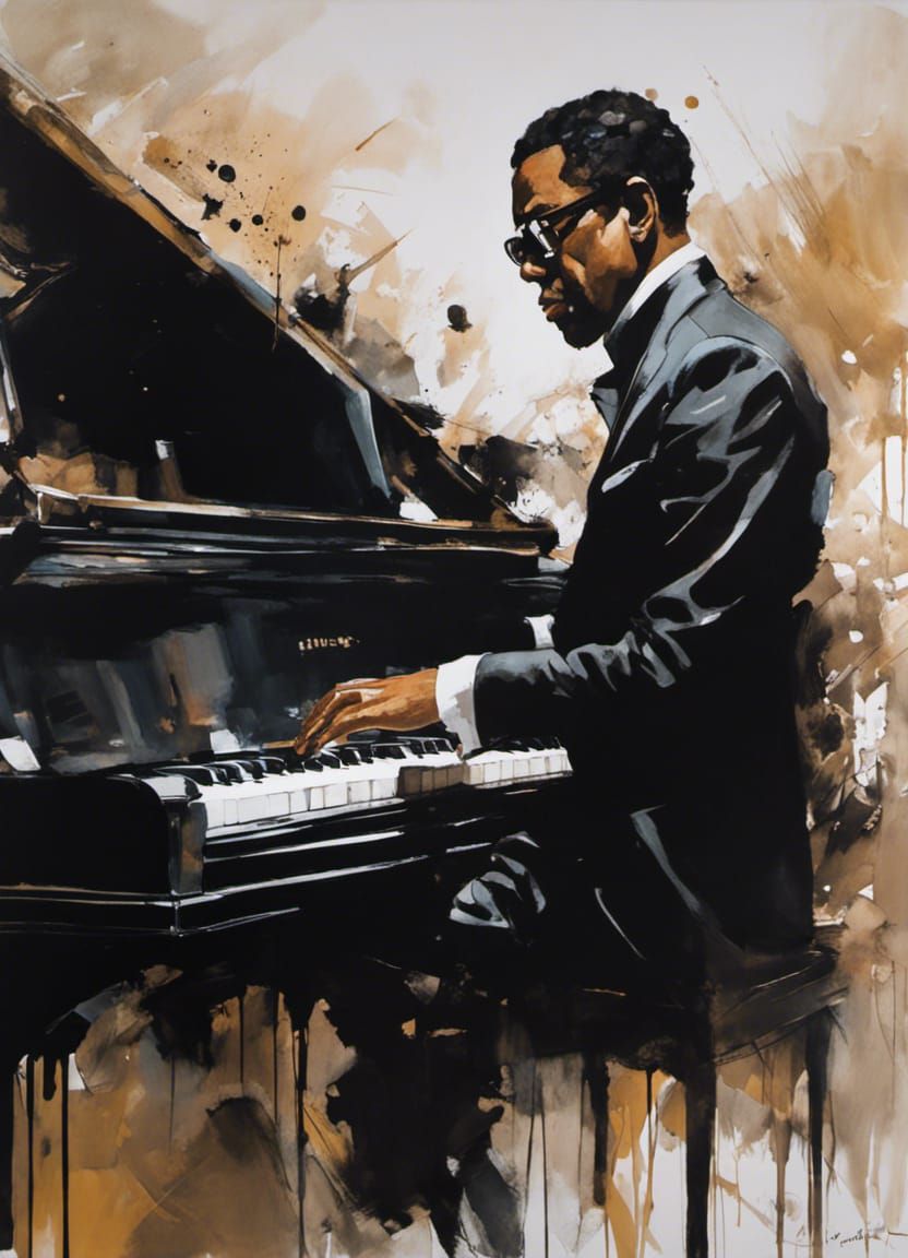 Herbie Hancock Portrait with Ink Splashes