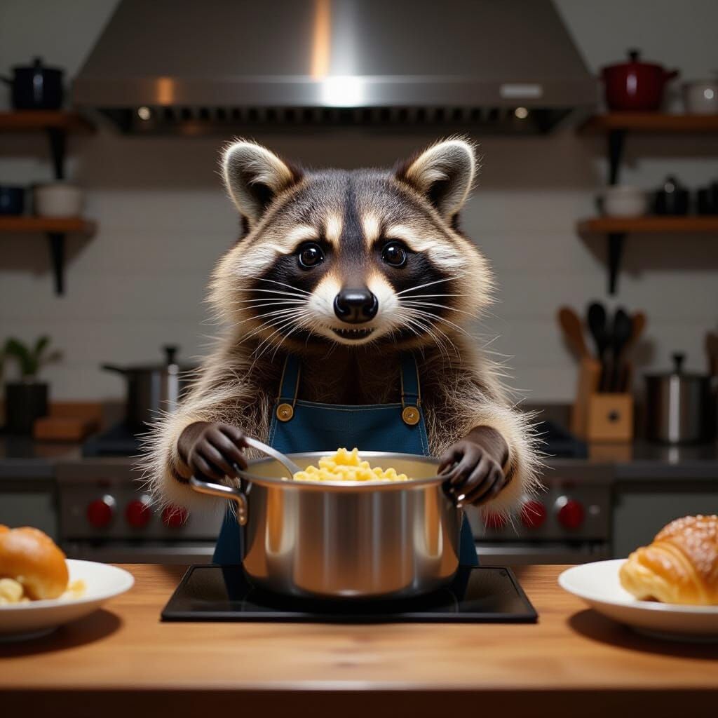 Raccoon Chef Hosts Late Night Cooking Show