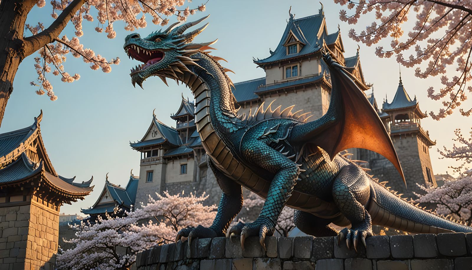 Translucent Dragon Soaring at Sunrise, Hyperrealistic Detail