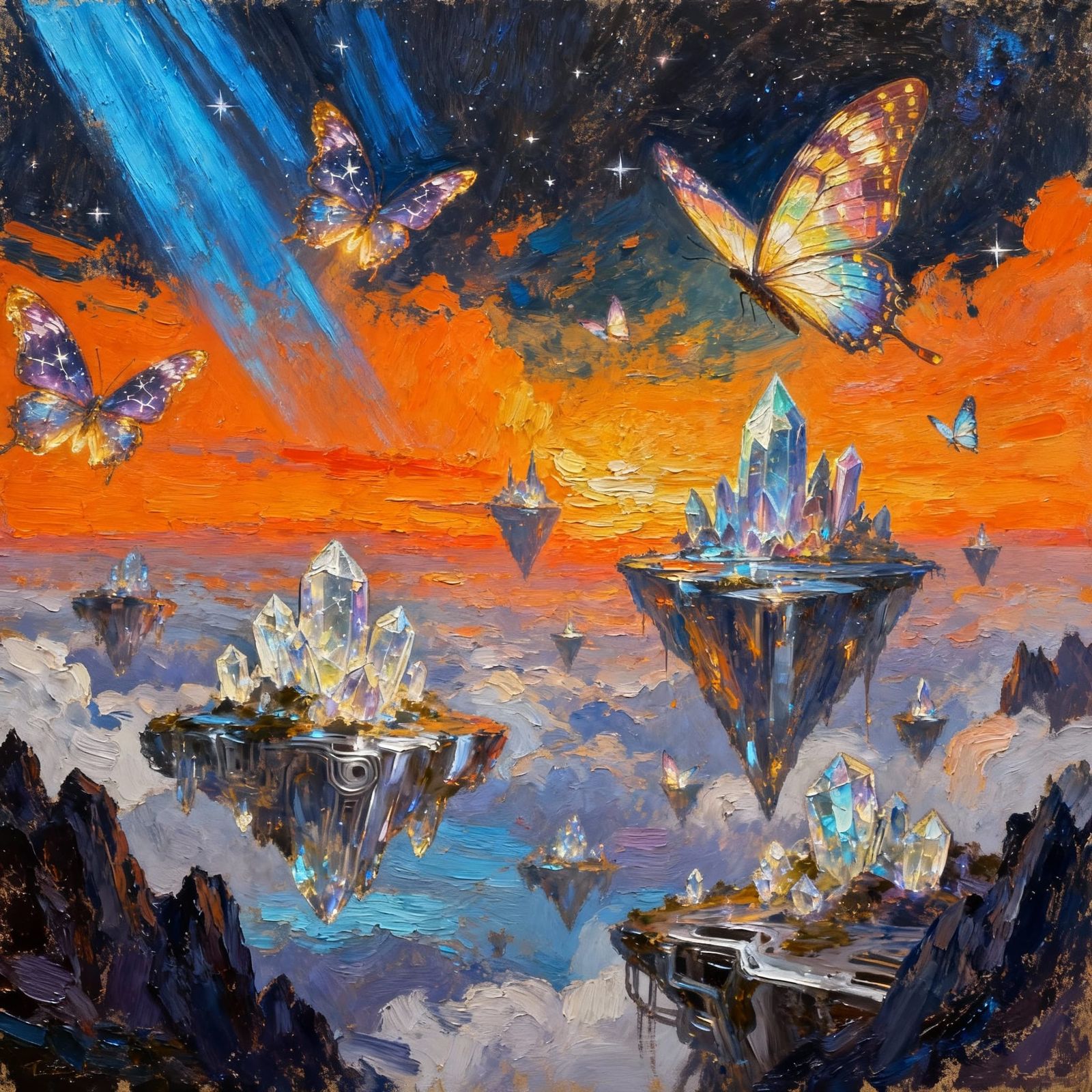 Abstract Oil Painting with Combined Artistic Styles