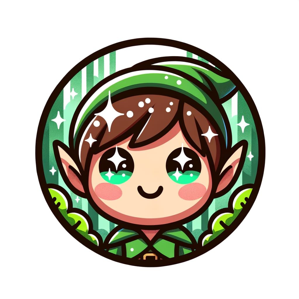 Cute Chibi Forest Elf Logo Illustration