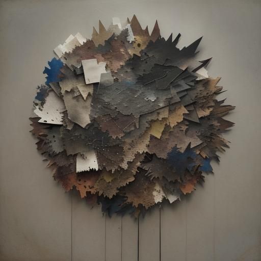 Surreal Faceless Figure in Barren Landscape Collage