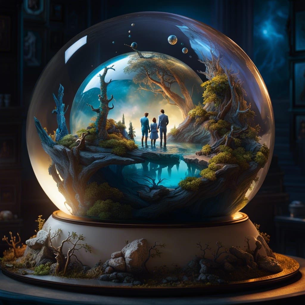 Miniature Fantasy Wonderland in a Sphere, Digital Art