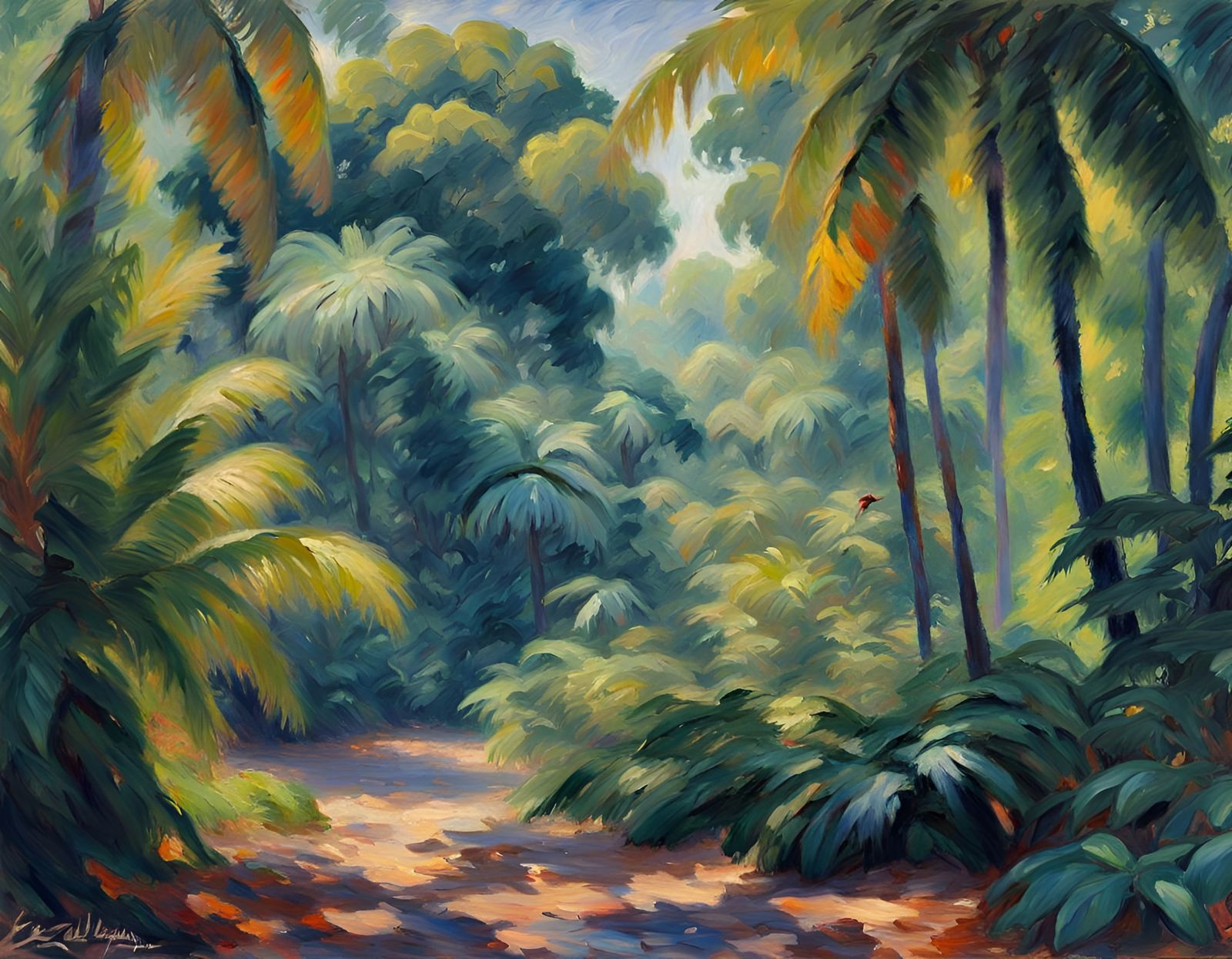 Impressionist Jungle Scene in Monet Style