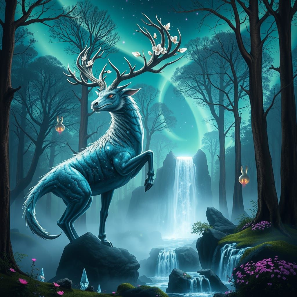 Mystical Wyrm Emerge from Primal Forest in Ethereal Splendor