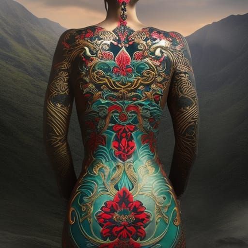 Dragon Tattoo: Vibrant and Detailed Digital Art