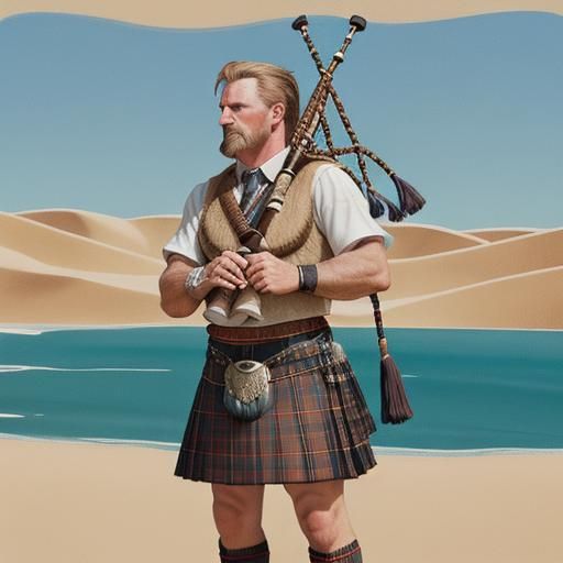 Vibrant Scotsman in Retro Desertlands