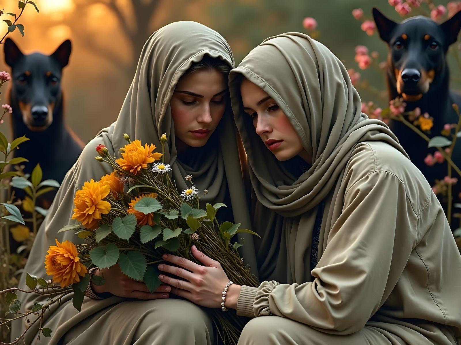 Impressionist Twins in Renoir Style