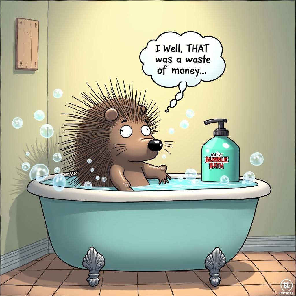 Porcupine's Disappointing Bubble Bath Cartoon